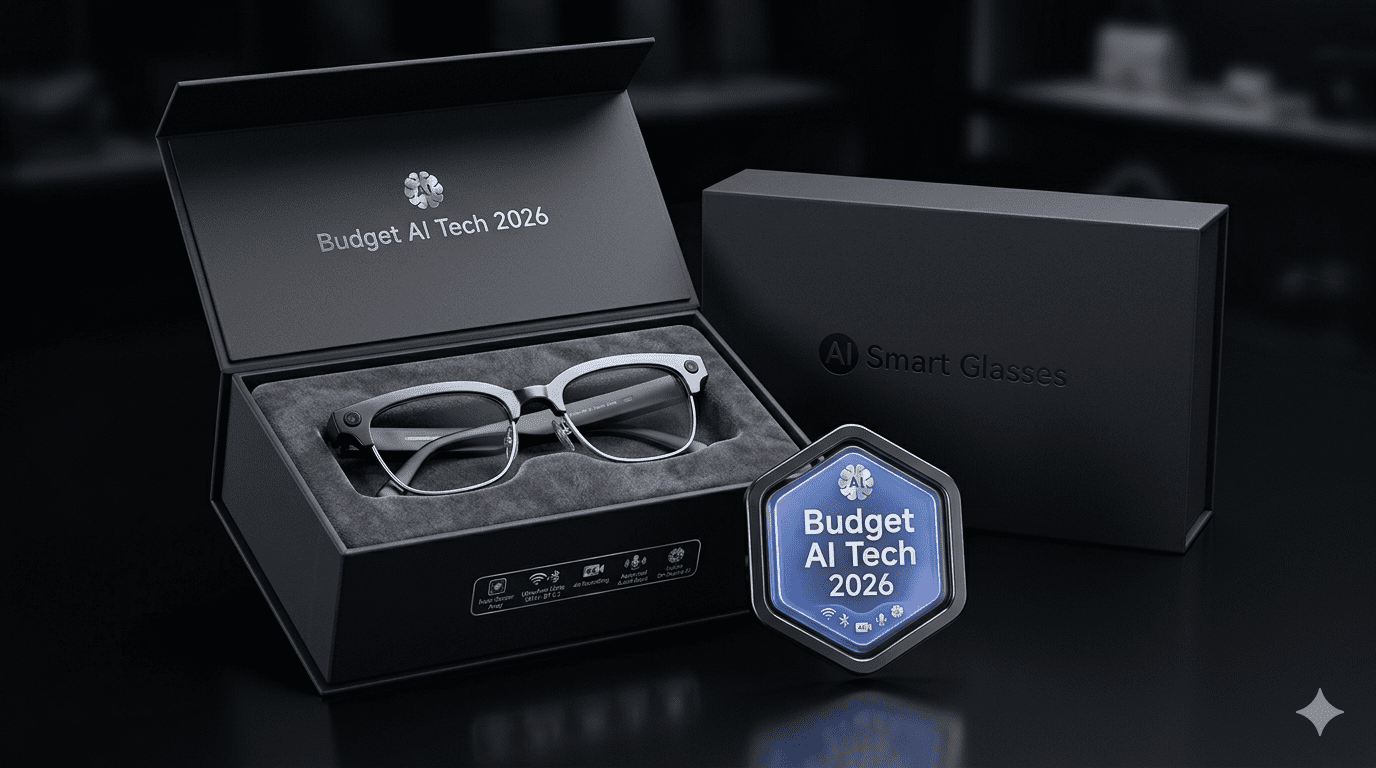 Affordable AI Smart Glasses in premium packaging ready for purchase on DHgate