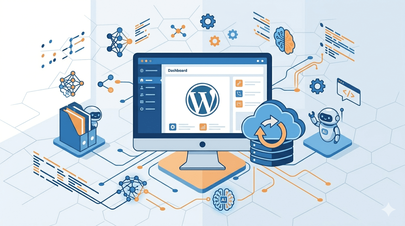 SWordpress Manager interface showing automated cloud daily backups and single click WordPress installation.