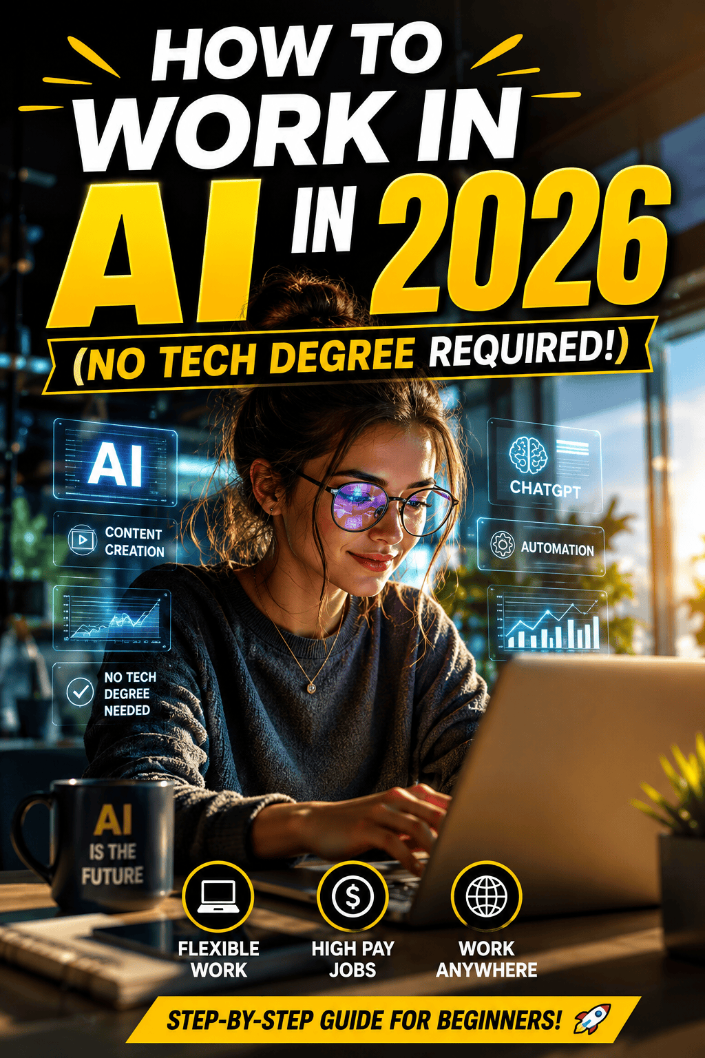 Pinterest pin showing how to work in artificial intelligence without a computer science degree.